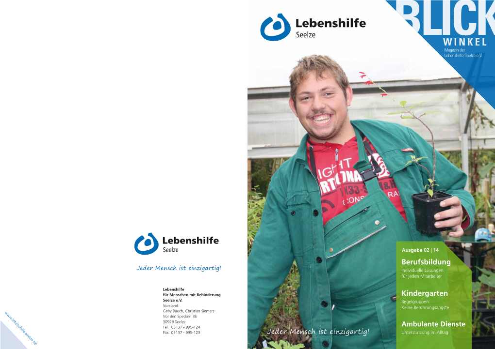 Lebenshilfe Seelze WINKEL Magazin Der Lebenshilfe Seelze E.V