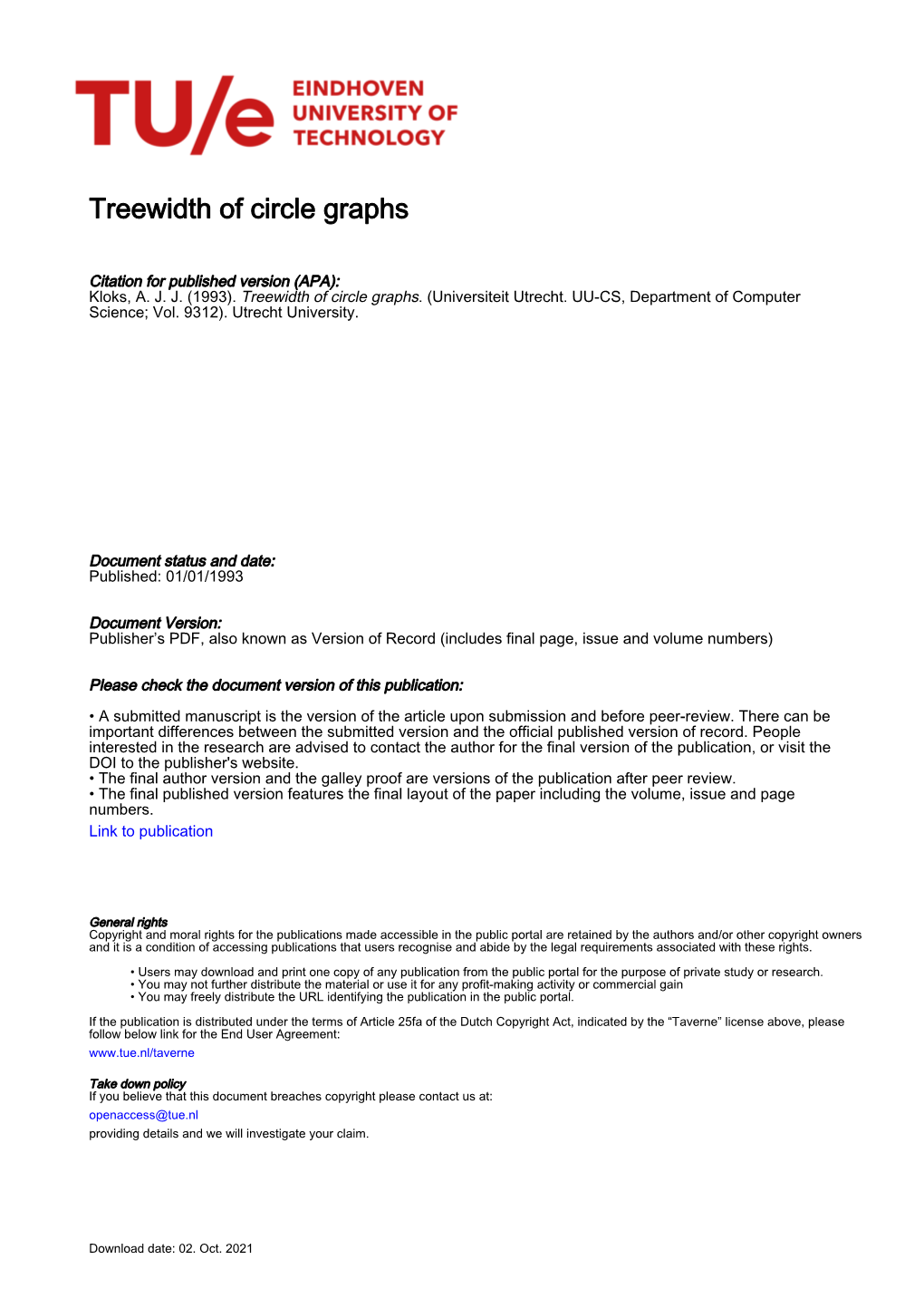 Treewidth of Circle Graphs