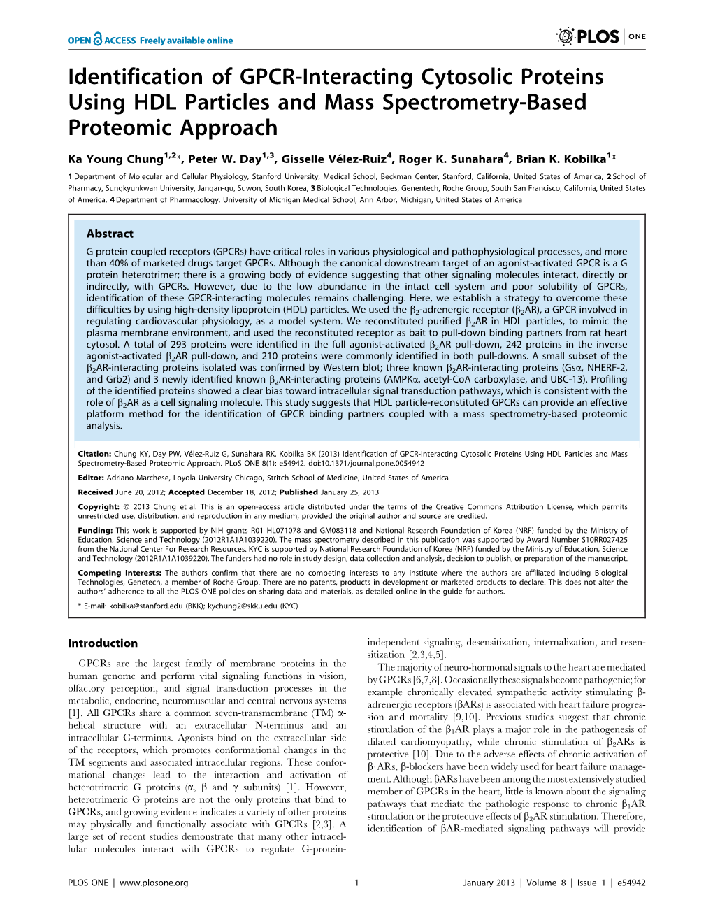 Identification of GPCR-Interacting Cytosolic Proteins Using HDL Particles and Mass Spectrometry-Based Proteomic Approach