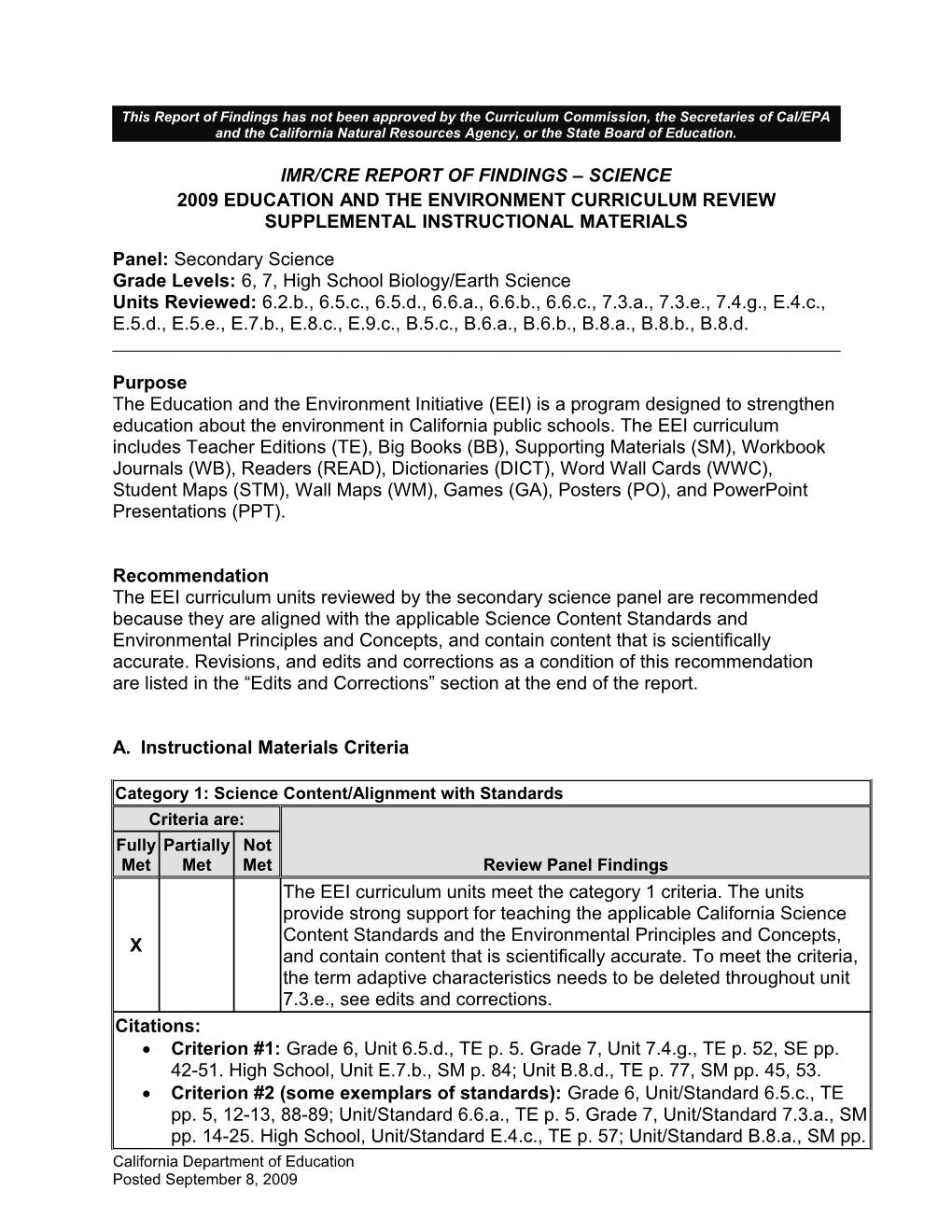 EEI Secondary Science Units - Instructional Resources (CA Dept Of Education)