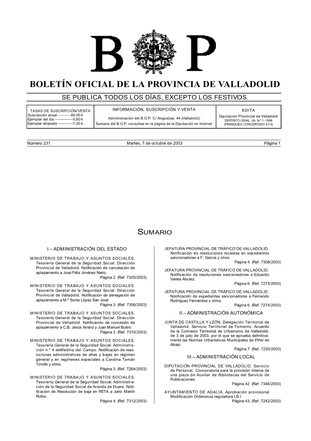 Boletín Oficial De La Provincia De Valladolid