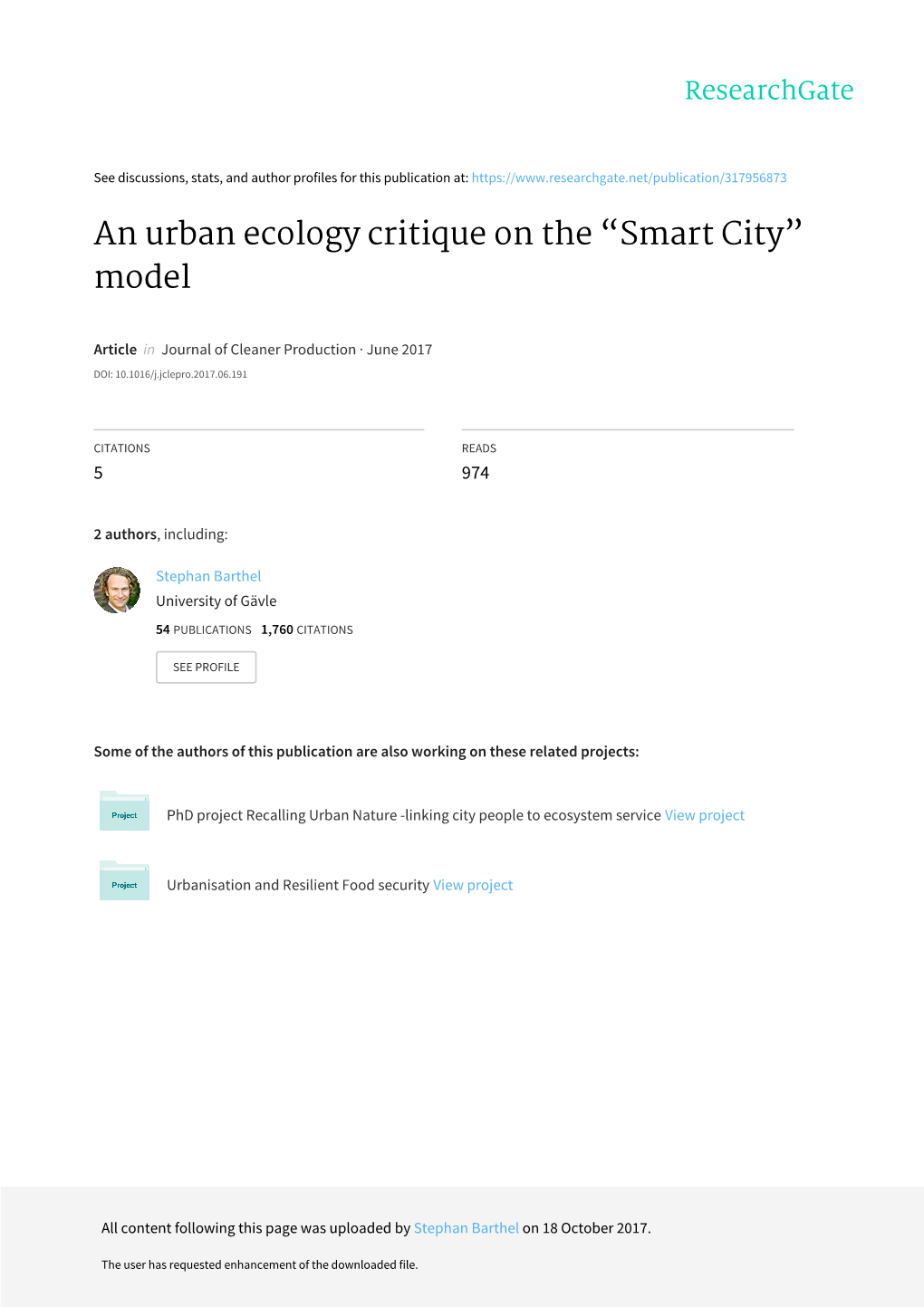 An Urban Ecology Critique on the &#X201c;Smart City&