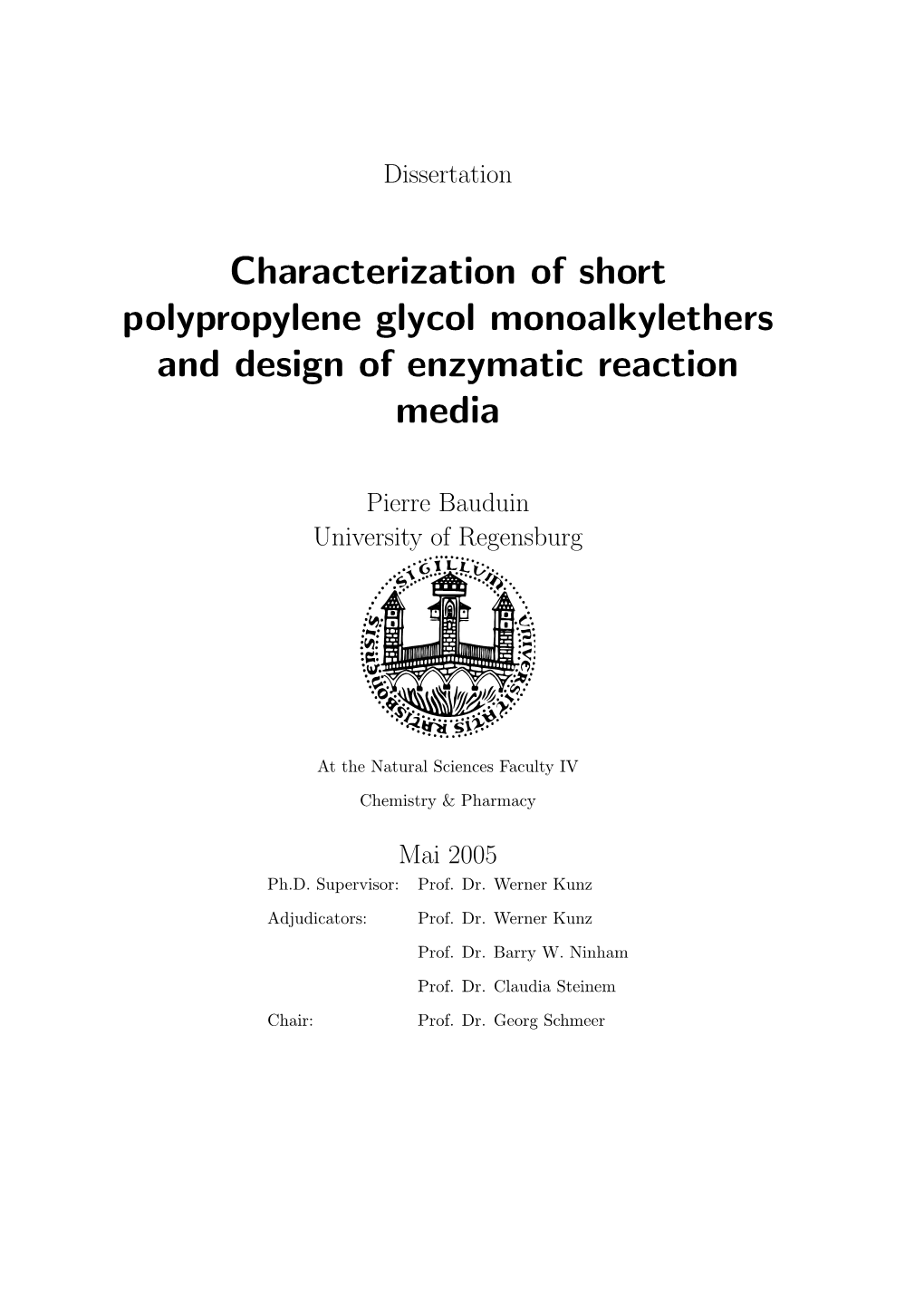 Characterization of Short Polypropylene Glycol Monoalkylethers and Design of Enzymatic Reaction Media