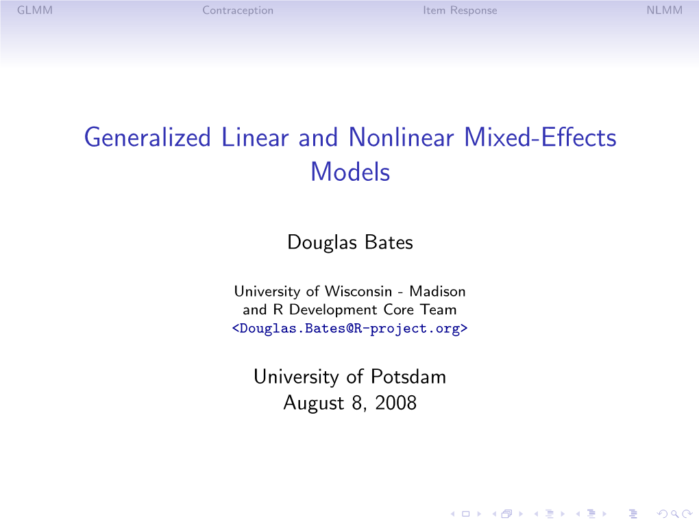 Generalized Linear and Nonlinear Mixed-Effects Models