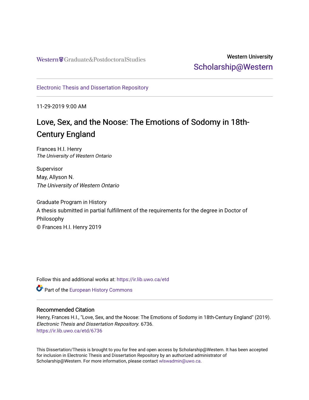 The Emotions of Sodomy in 18Th-Century England