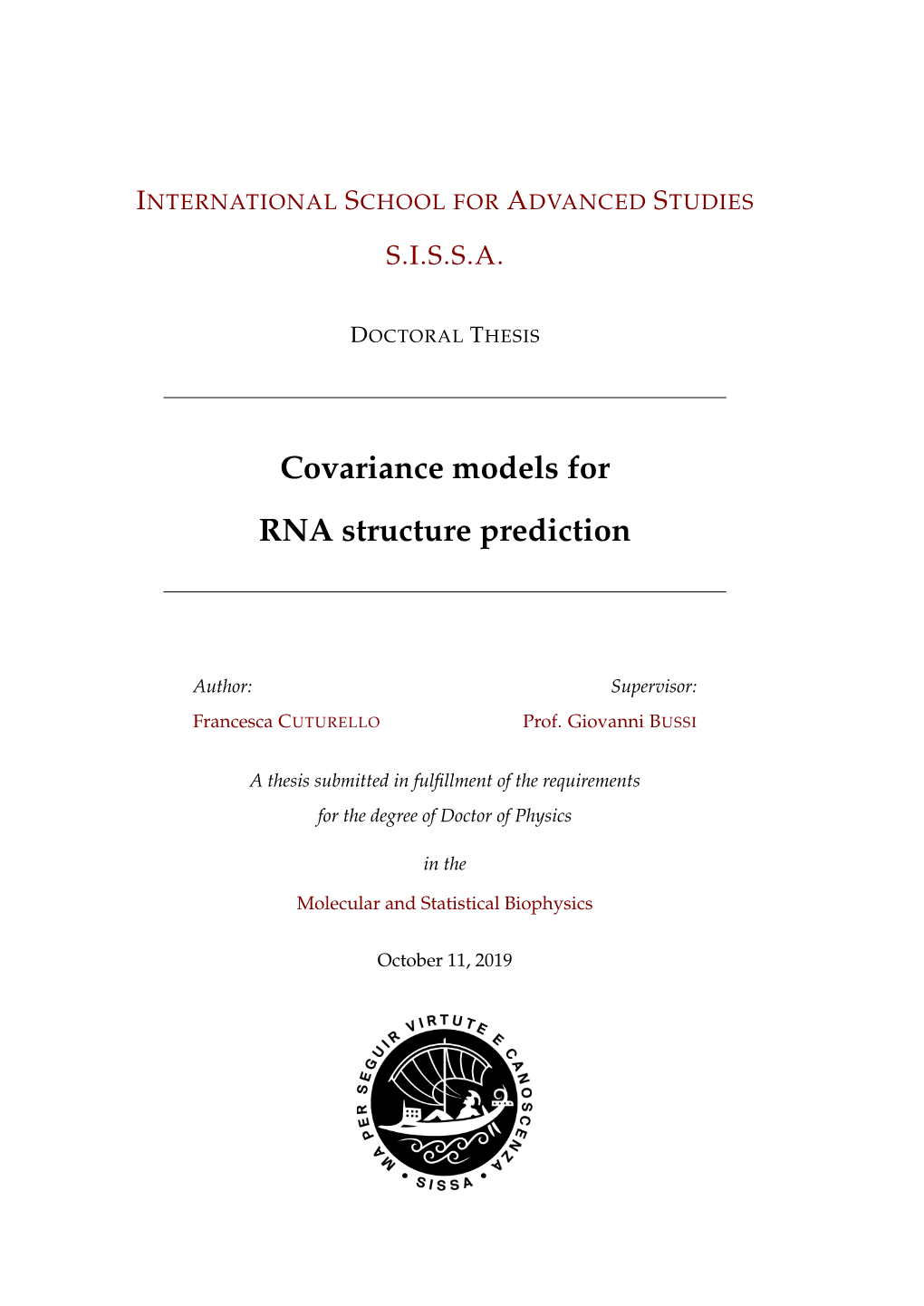 Covariance Models for RNA Structure Prediction