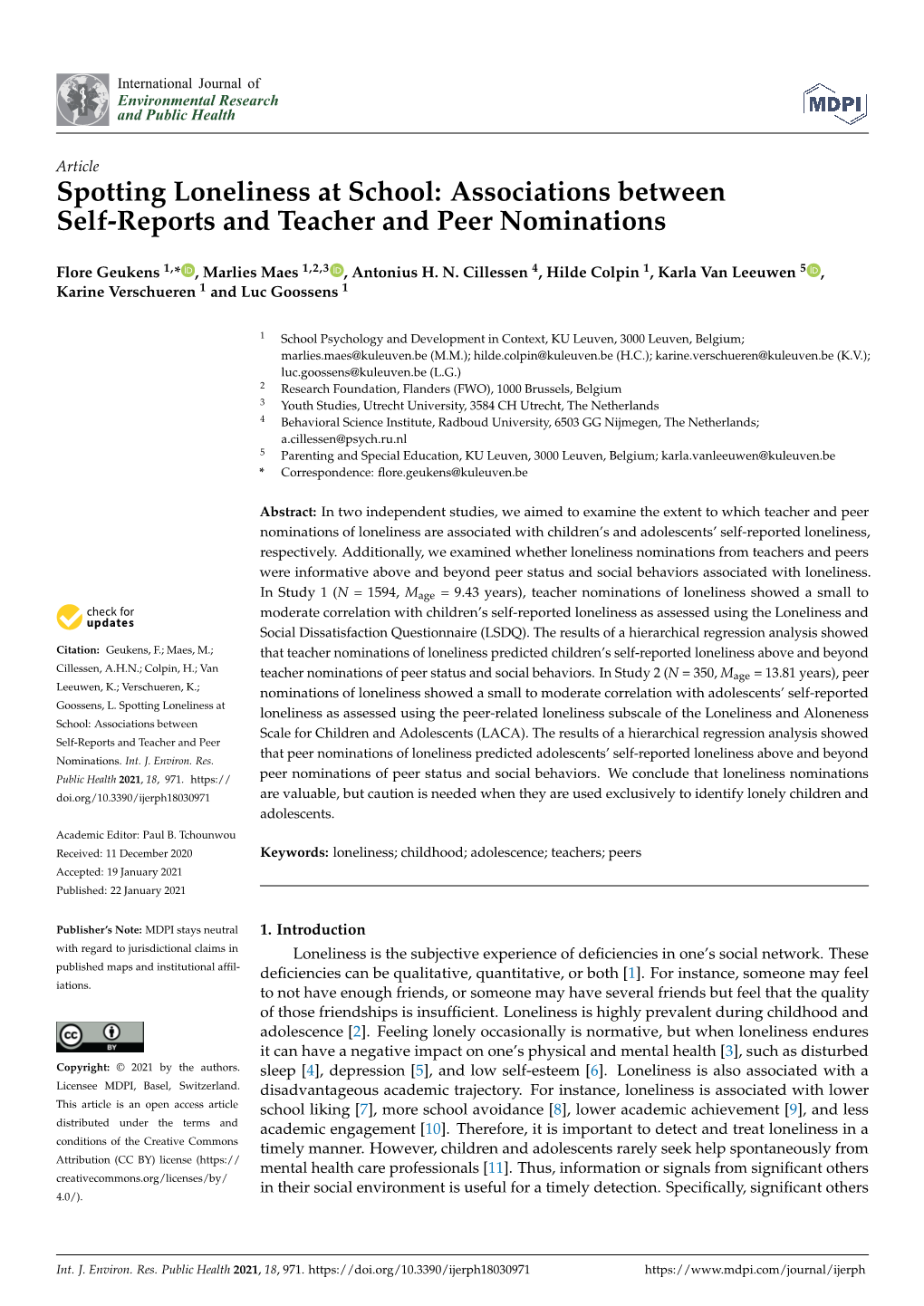 Associations Between Self-Reports and Teacher and Peer Nominations