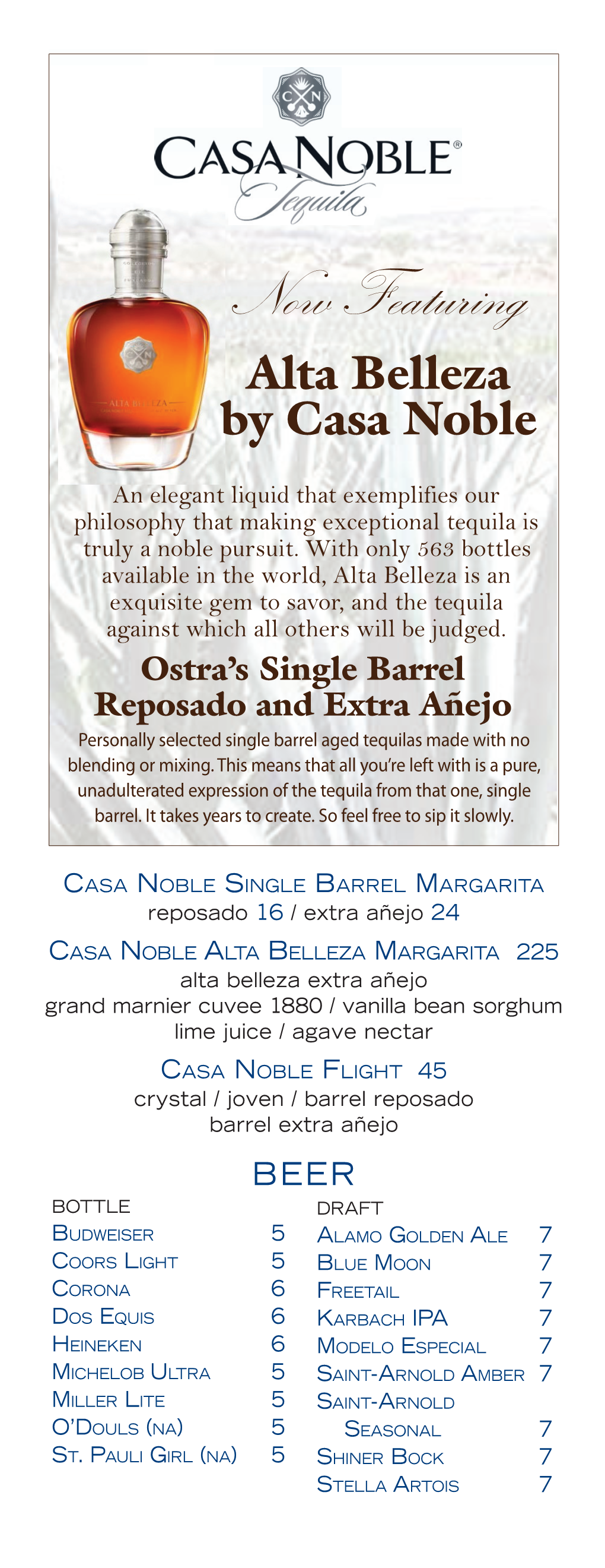 OSTRA Bar Menu 118 NOCROP