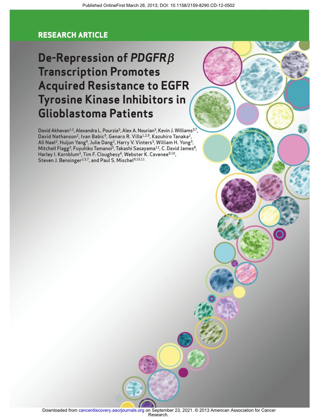 De-Repression of Pdgfrb Transcription Promotes Acquired