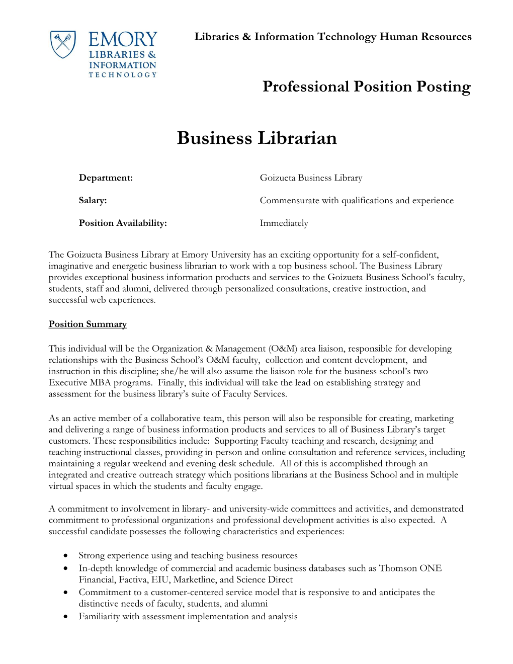 Business Librarian