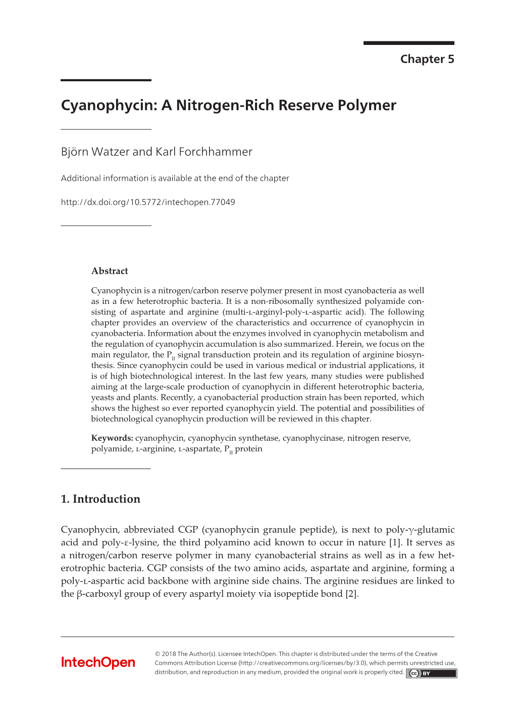 Cyanophycin: a Nitrogen-Rich Reservereserve Polymerpolymer