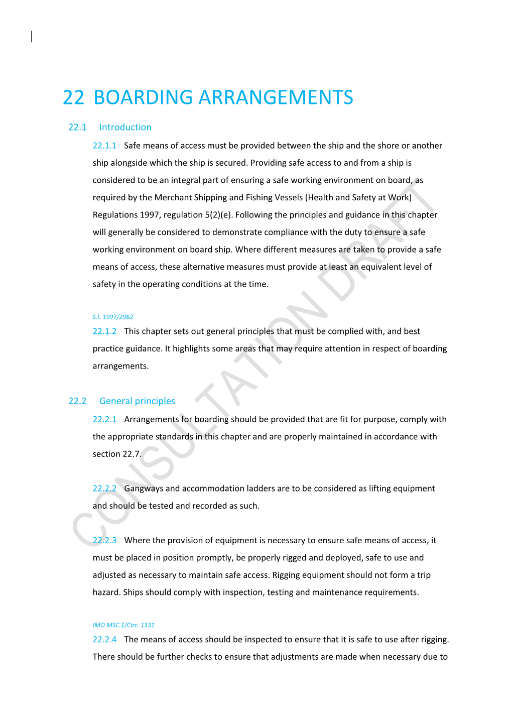 22 Boarding Arrangements