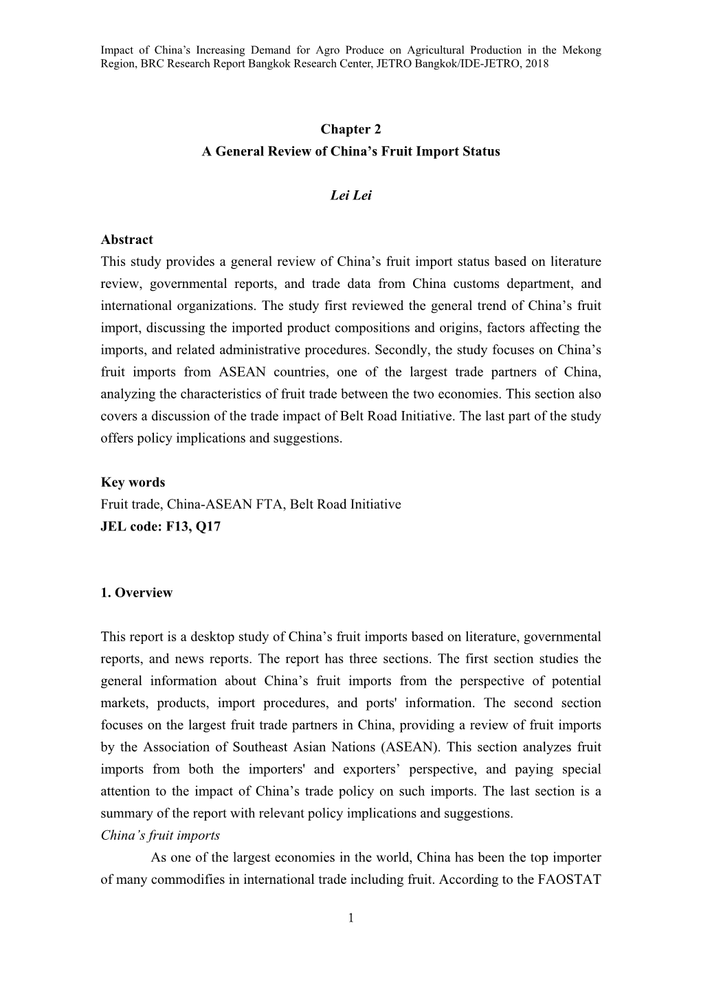 A General Review of China's Fruit Import Status