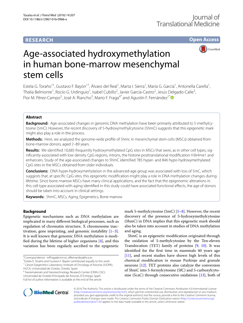 Age-Associated Hydroxymethylation in Human Bone-Marrow