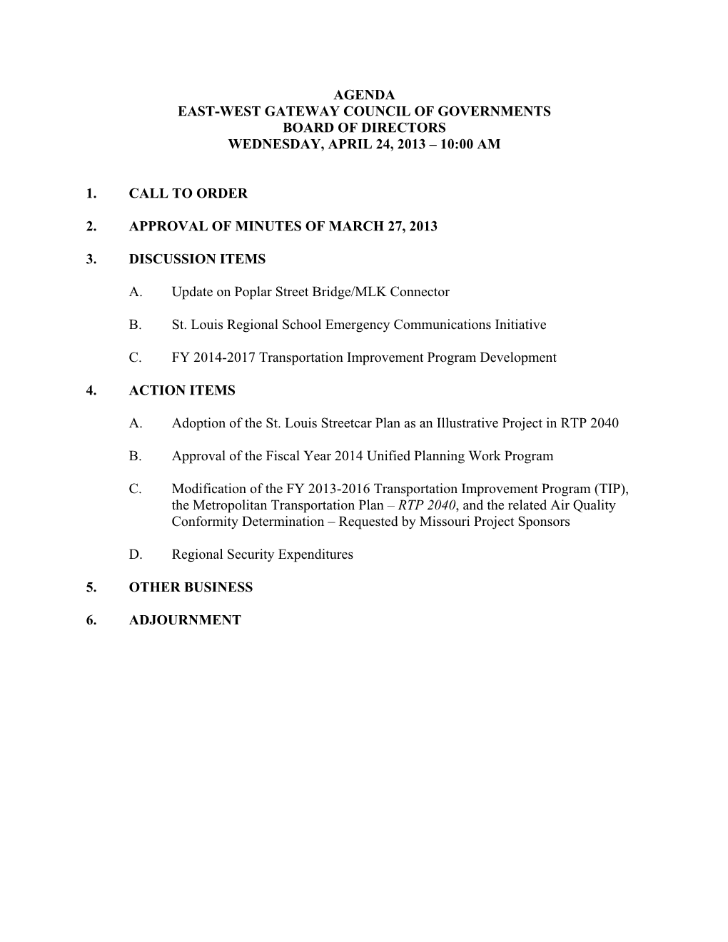 Board of Directors Meeting Packet