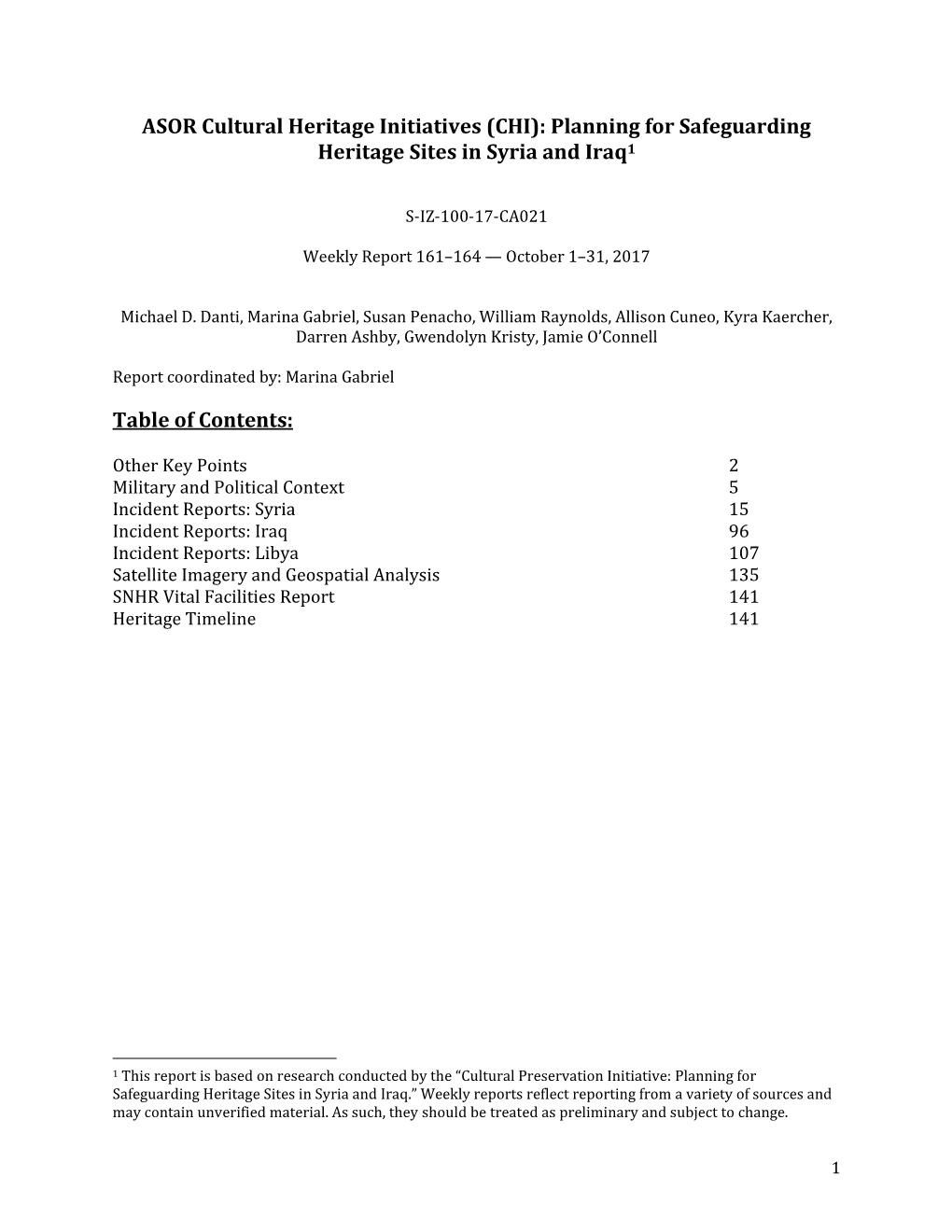 (CHI): Planning for Safeguarding Heritage Sites in Syria and Iraq1