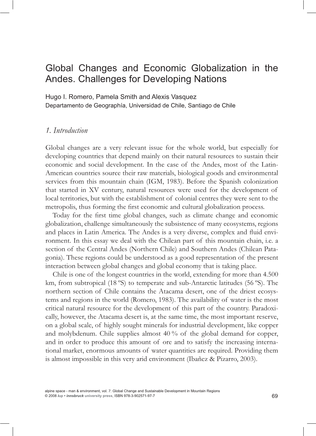 Global Changes and Economic Globalization in the Andes