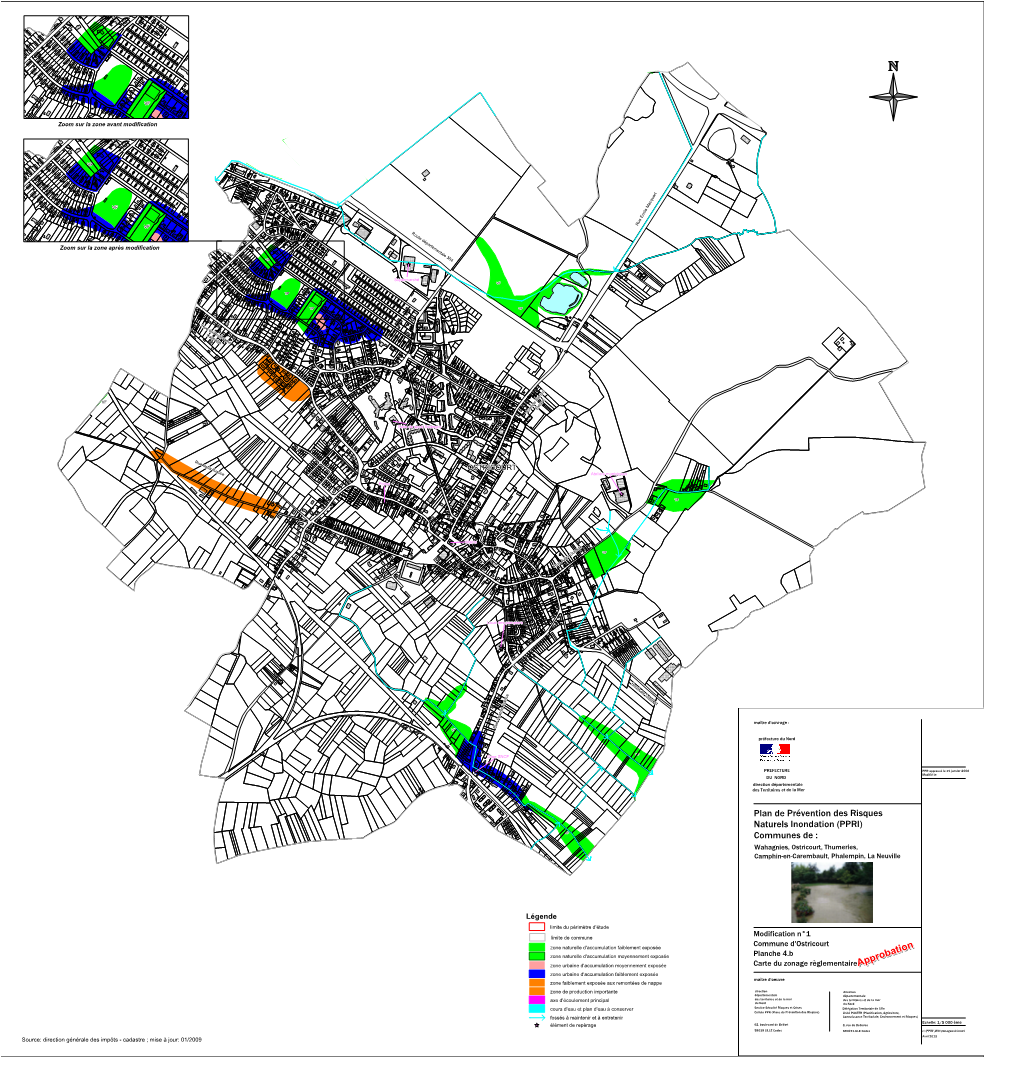 Carte Du Zonage Règlementaire Sur La Commune D'ostricourt Approuvée