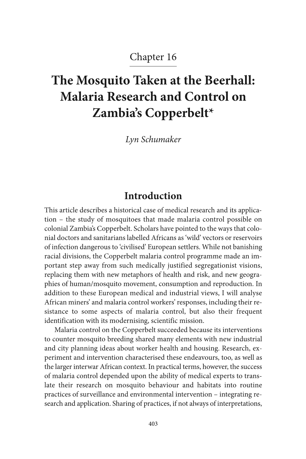 Malaria Research and Control on Zambia's Copperbelt