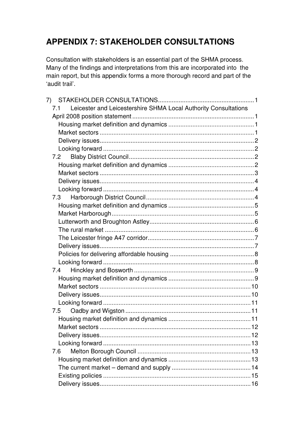 Appendix 7: Stakeholder Consultations