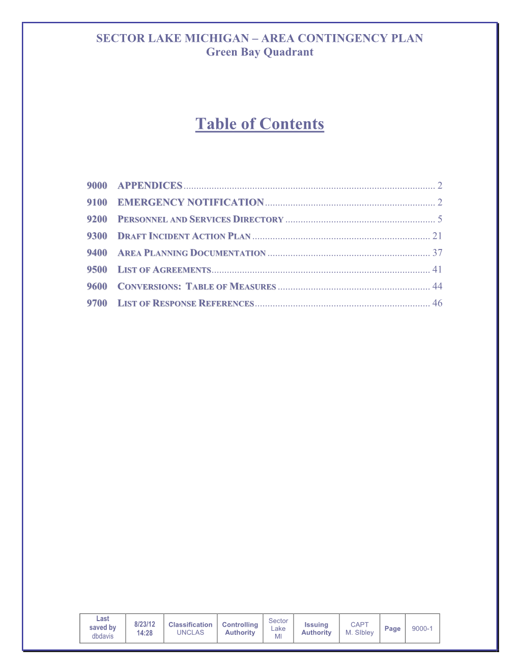 Table of Contents