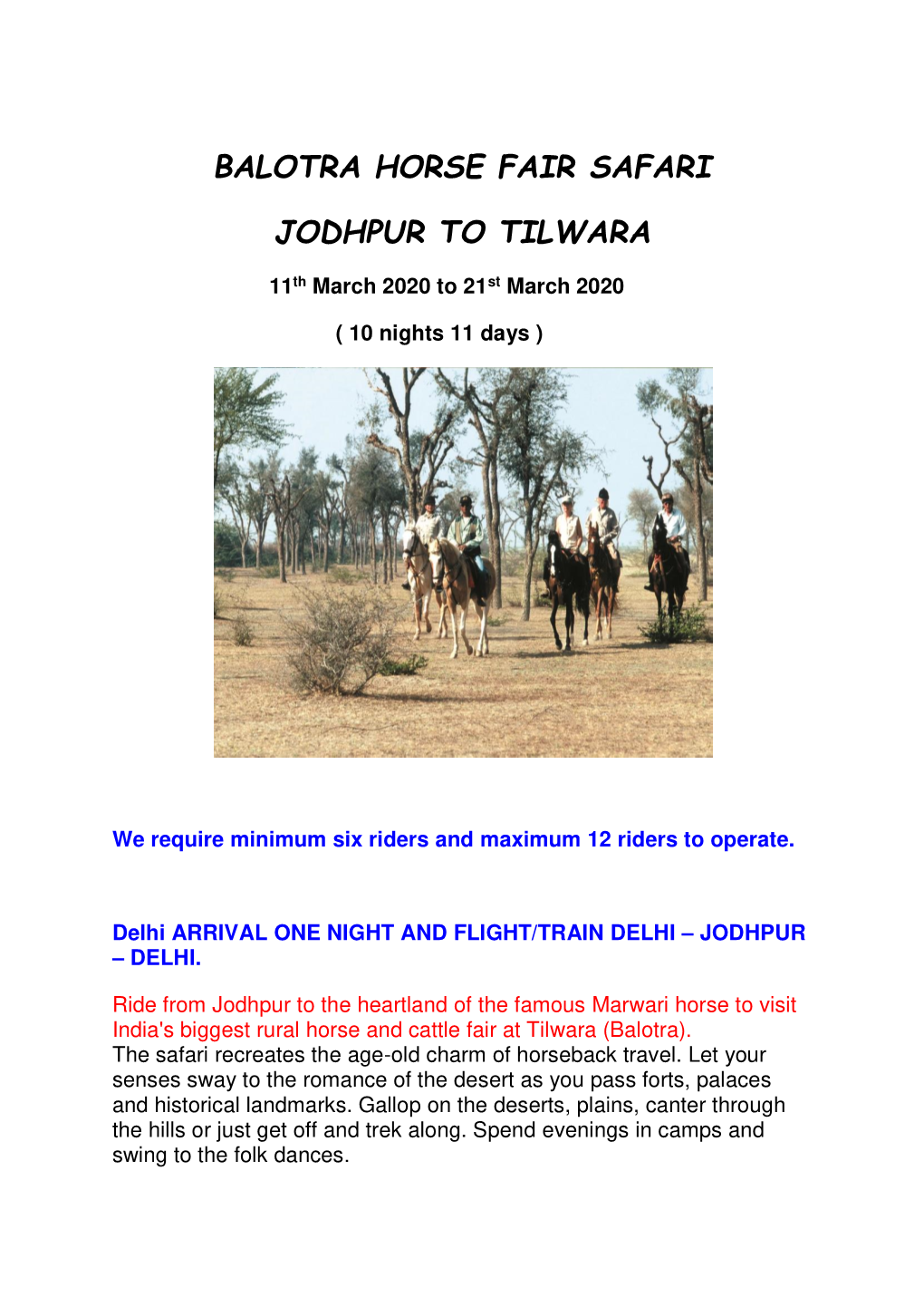 Balotra Horse Fair Safari Jodhpur to Tilwara
