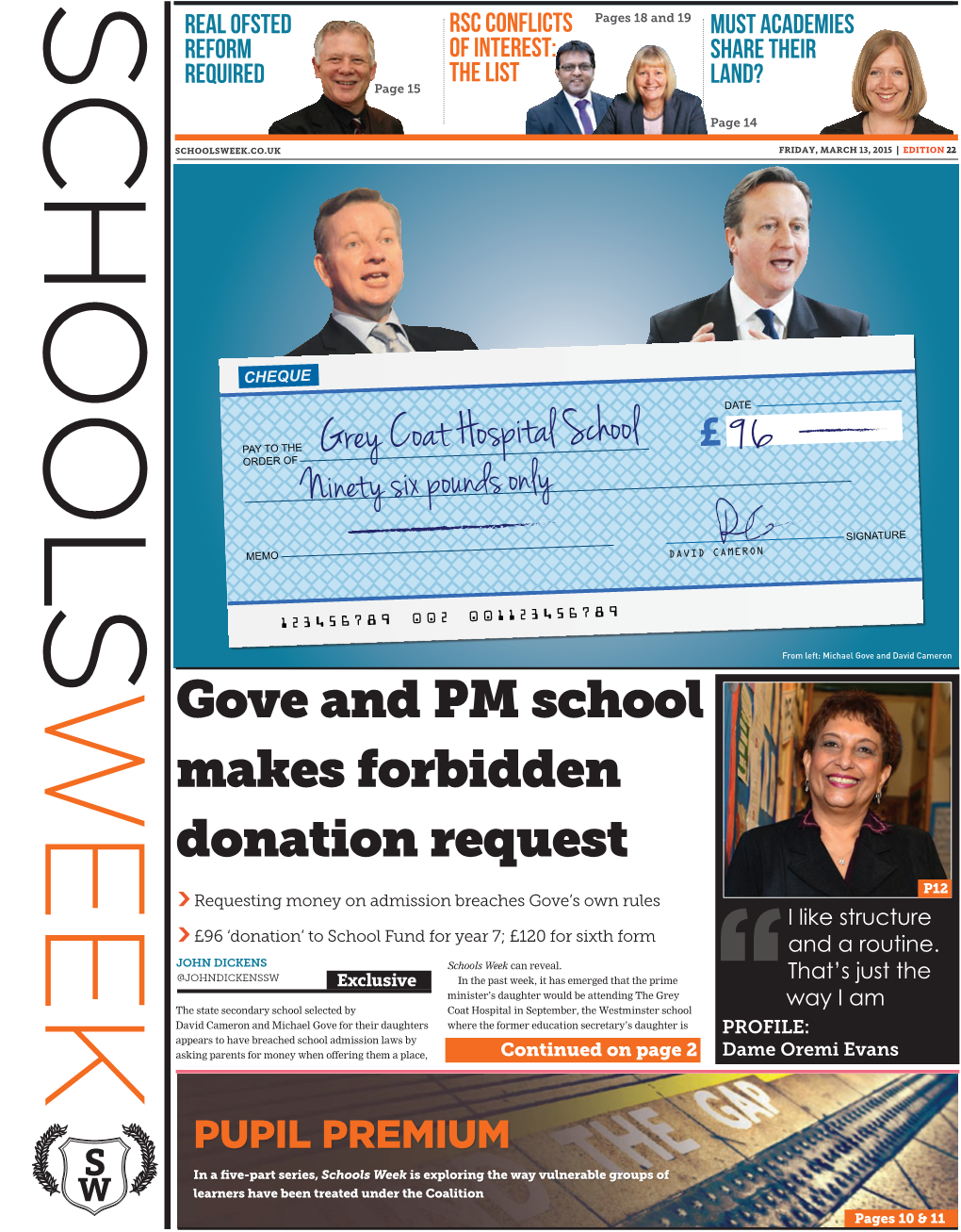 Gove and PM School Makes Forbidden Donation Request