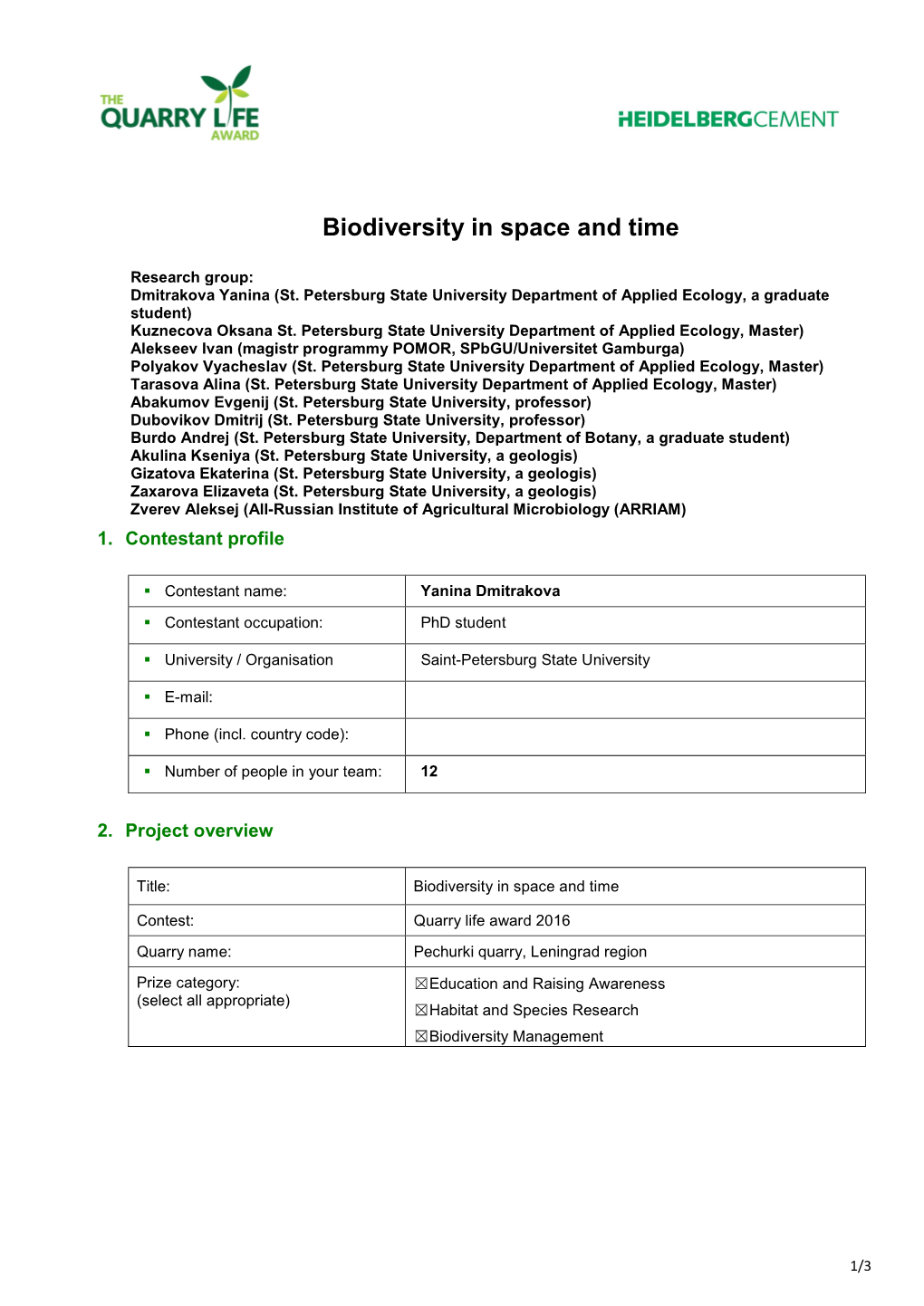 Biodiversity in Space and Time