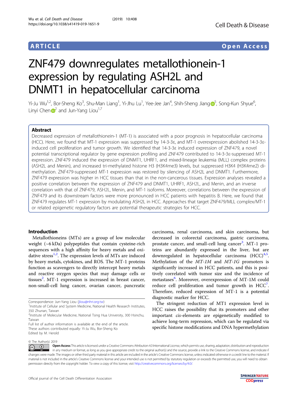 ZNF479 Downregulates Metallothionein-1 Expression By