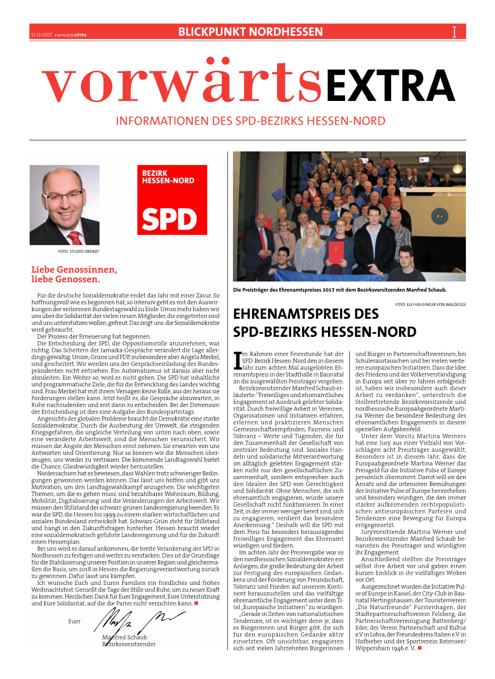 Ehrenamtspreis DES SPD-Bezirks HESSEN-NORD