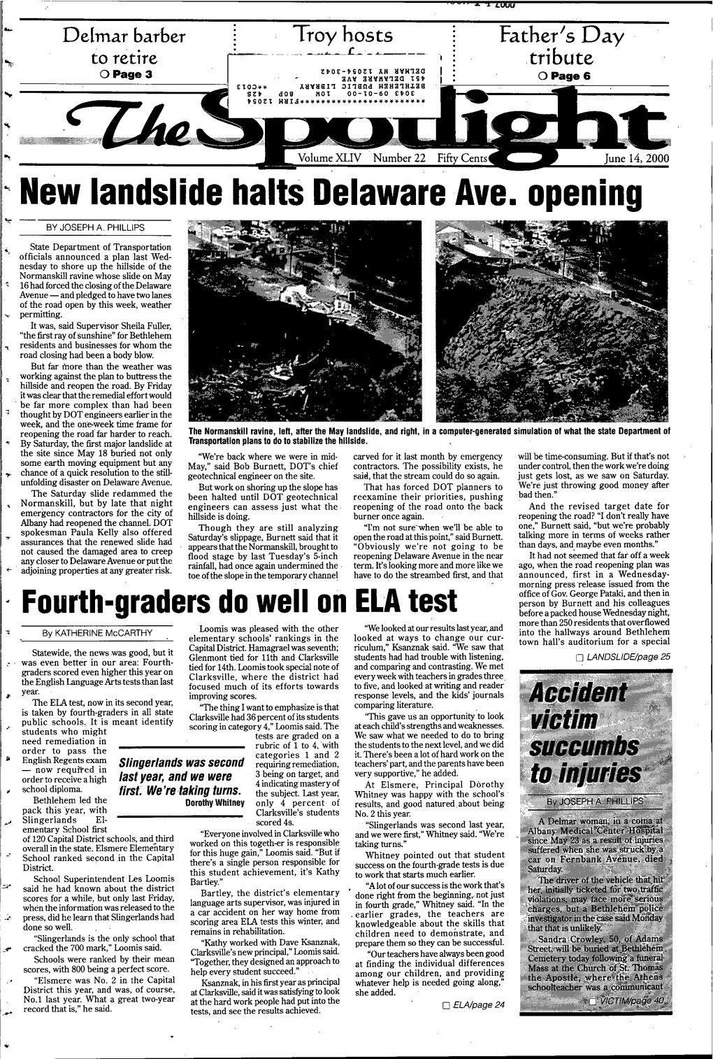 ~ New Landslide Halts Delaware Ave. Opening