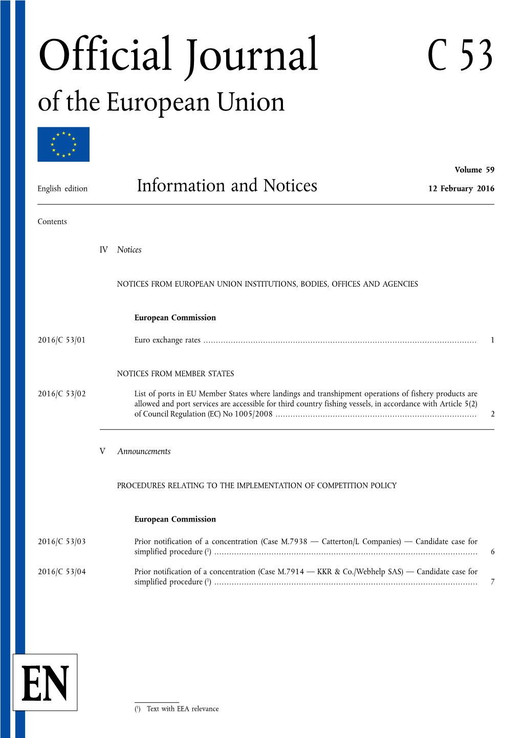 Official Journal C 53 of the European Union