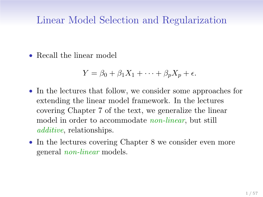 Linear Model Selection and Regularization