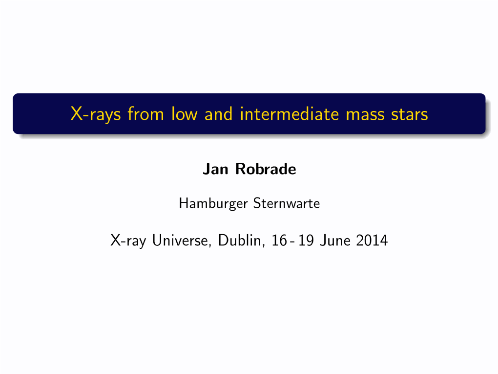 X-Rays from Low and Intermediate Mass Stars