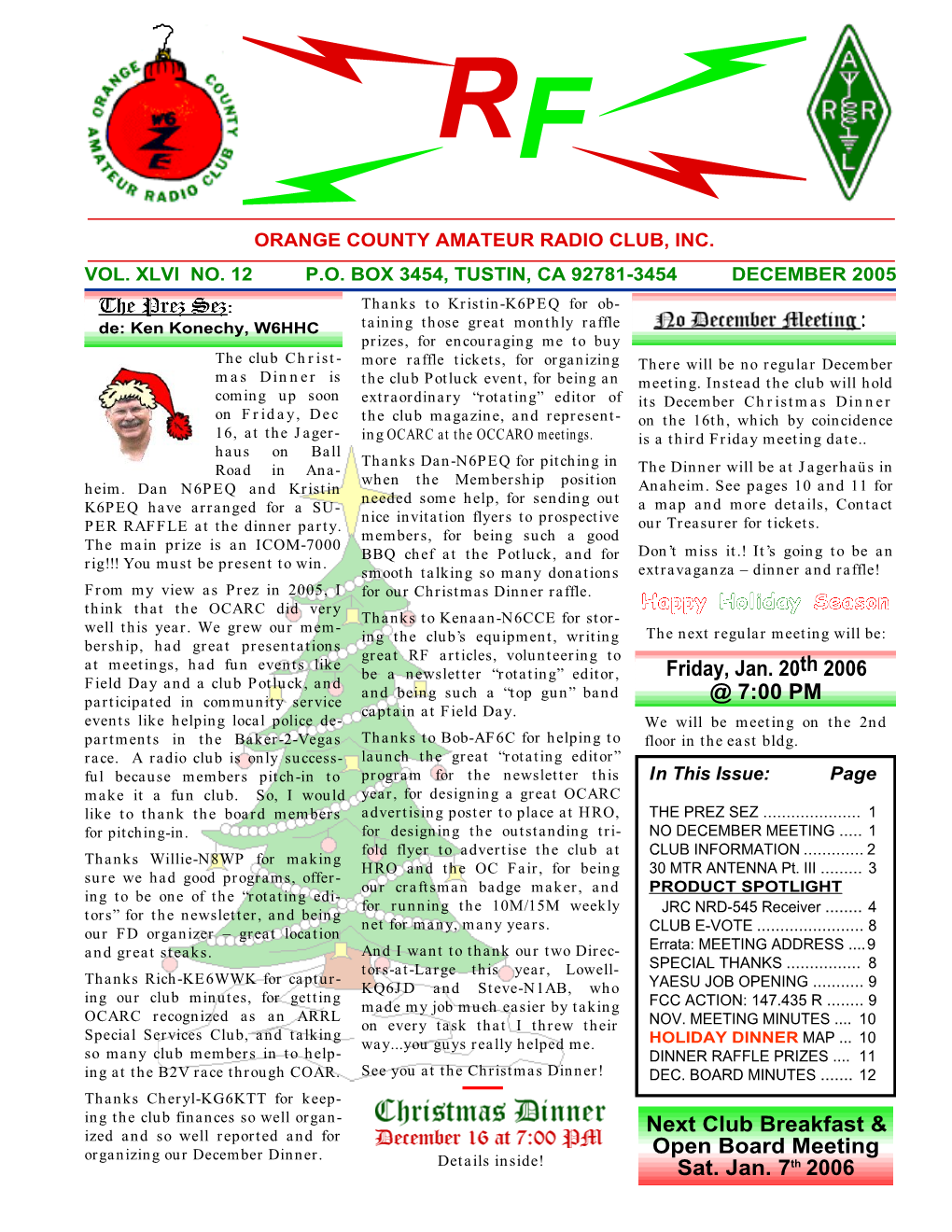 RF Newsletter Vol XLVI #12 December 2005