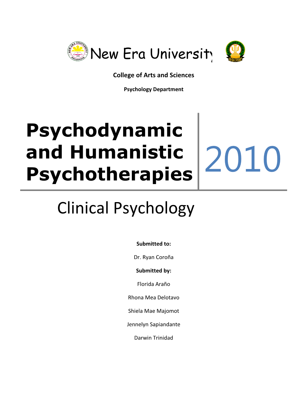 Psychodynamic and Humanistic Psychotherapies