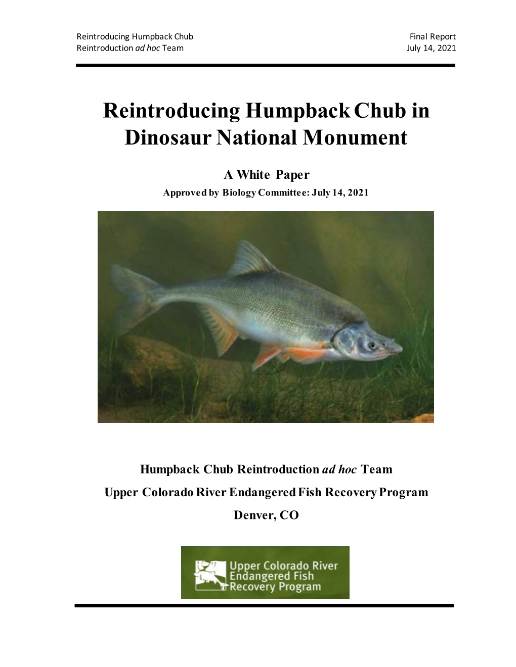 Reintroducing Humpback Chub in Dinosaur National Monument