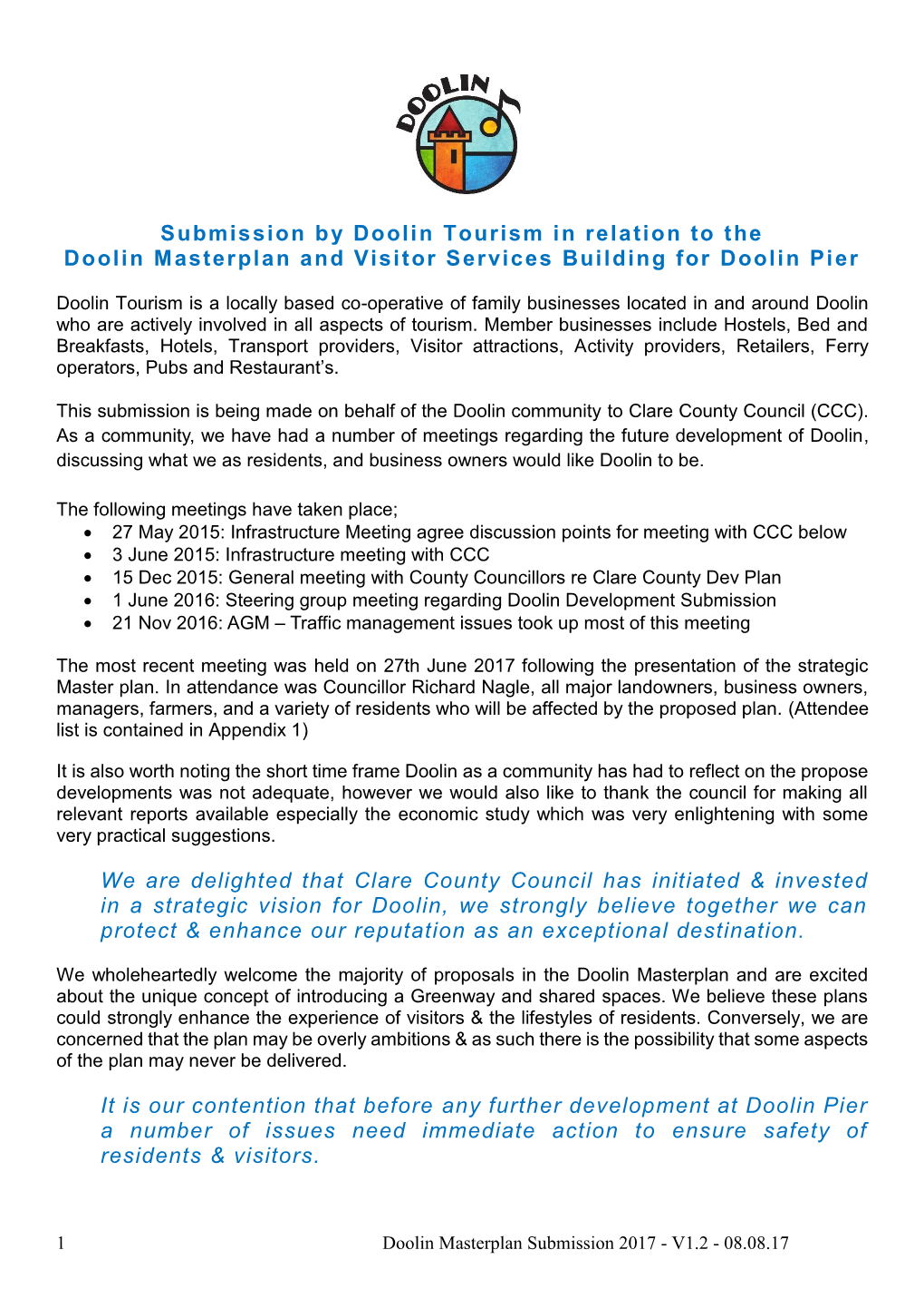 Agenda for Strategic Meeting Between Doolin Tourism and Clare County