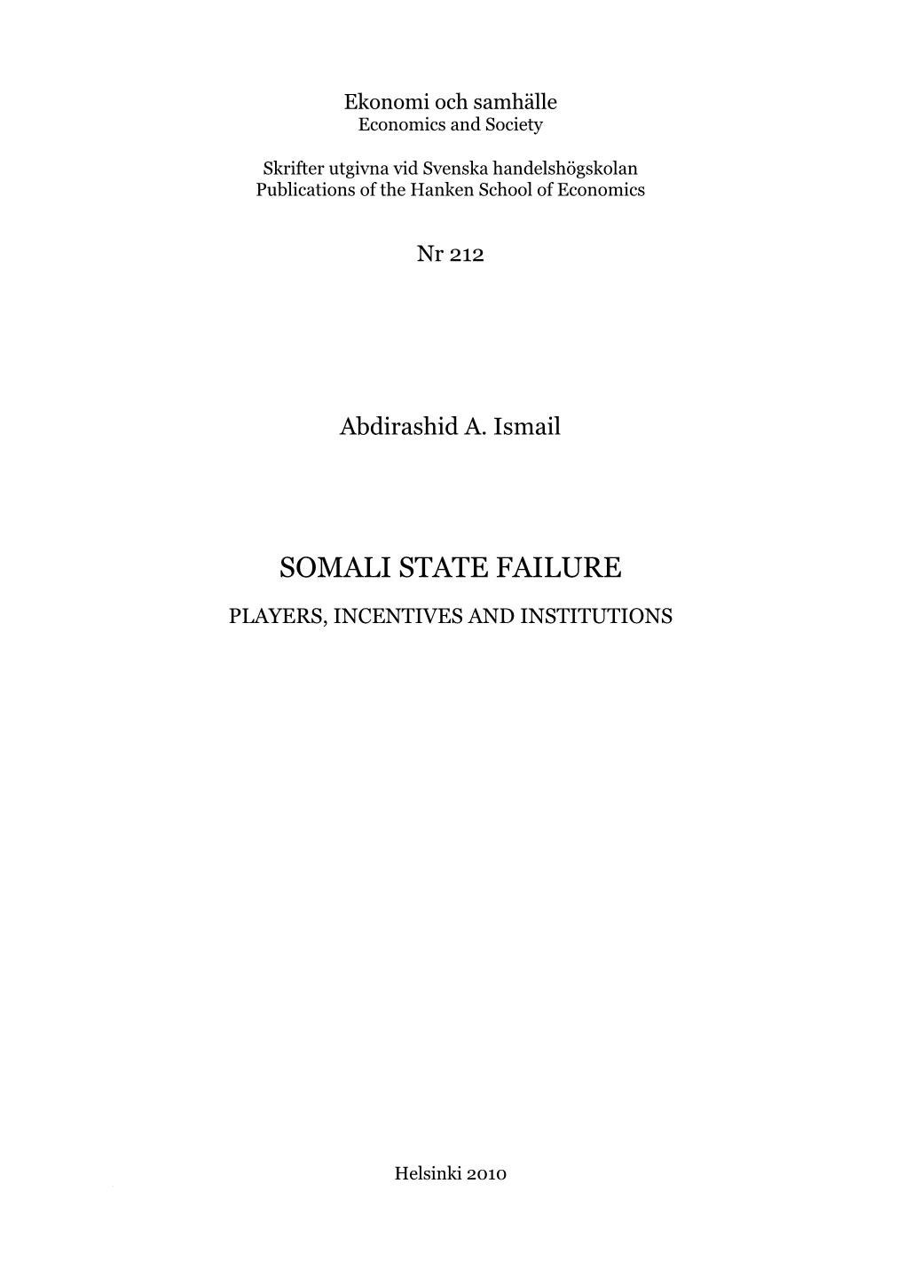 Somali State Failure