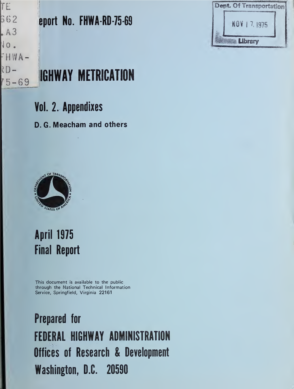 Highway Metrication, Final Report