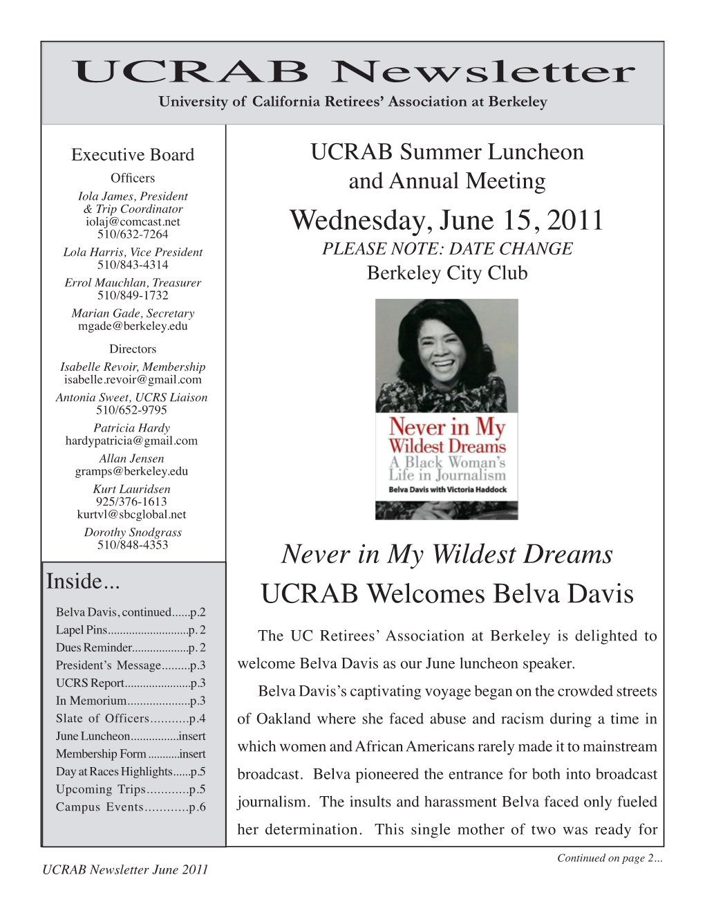 UCRAB Newsletter University of California Retirees’ Association at Berkeley