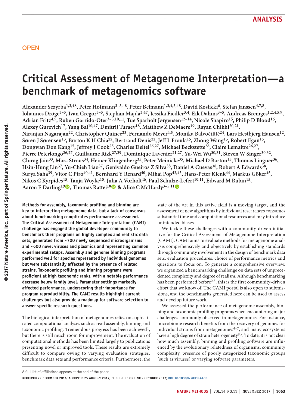 Critical Assessment of Metagenome Interpretation—A Benchmark of Metagenomics Software