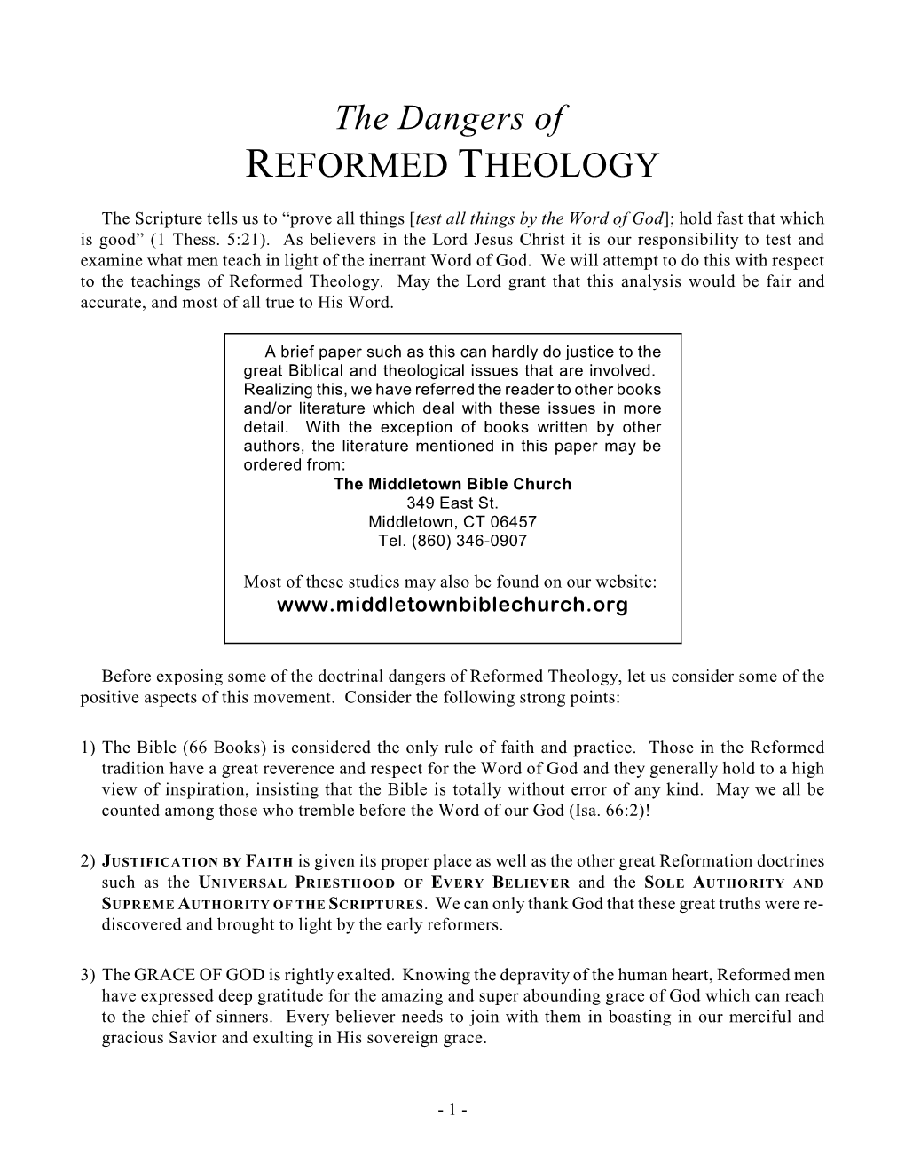 The Dangers of REFORMED THEOLOGY