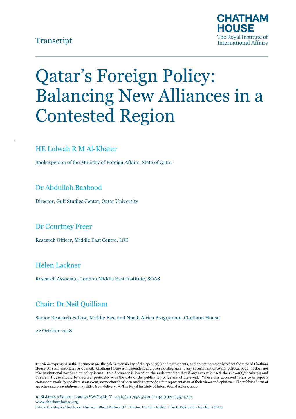 Qatar's Foreign Policy: Balancing New Alliances in A