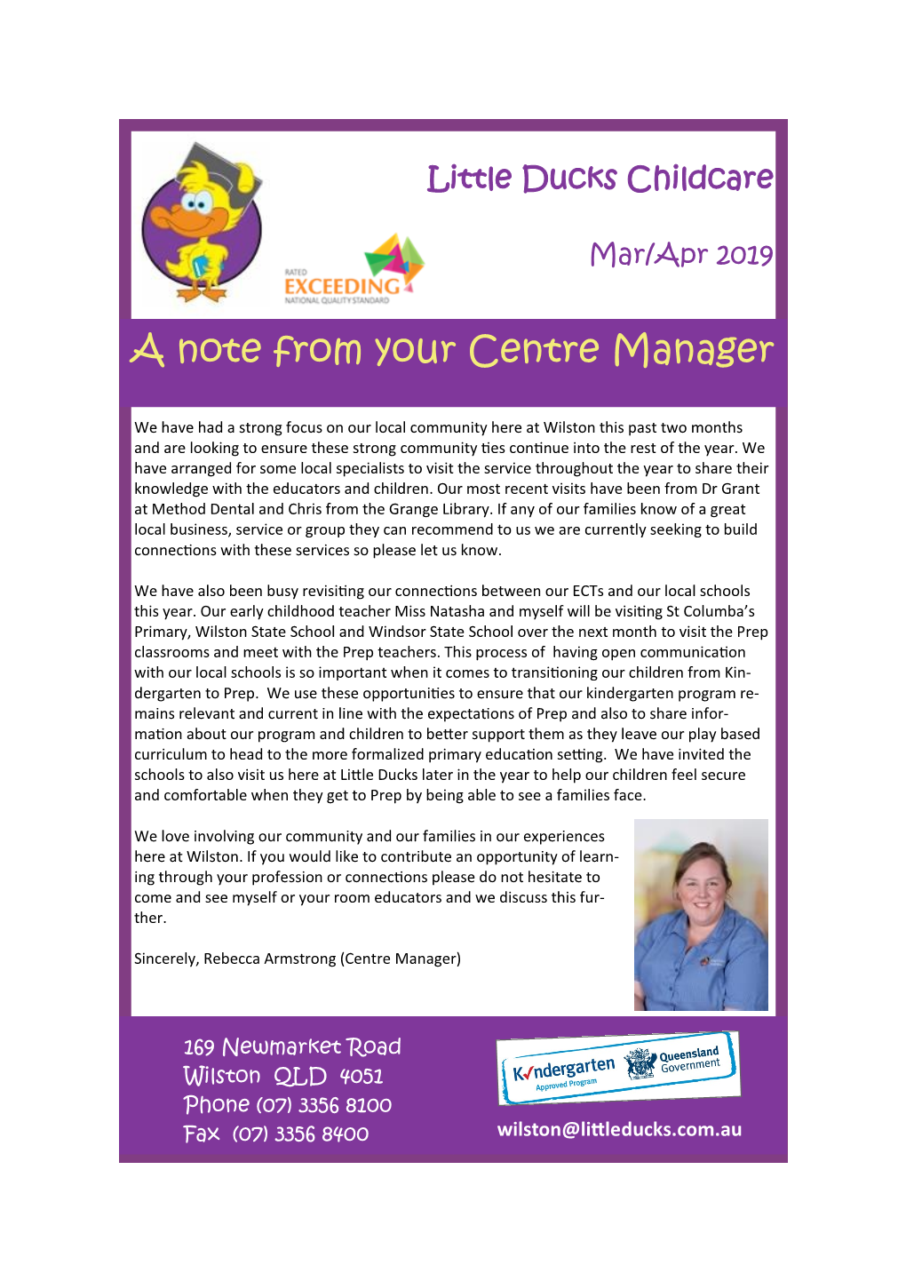 A Note from Your Centre Manager