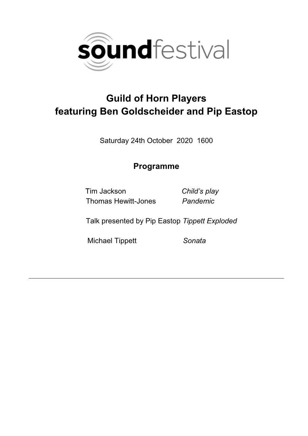 Guild of Horn Players Featuring Ben Goldscheider and Pip Eastop