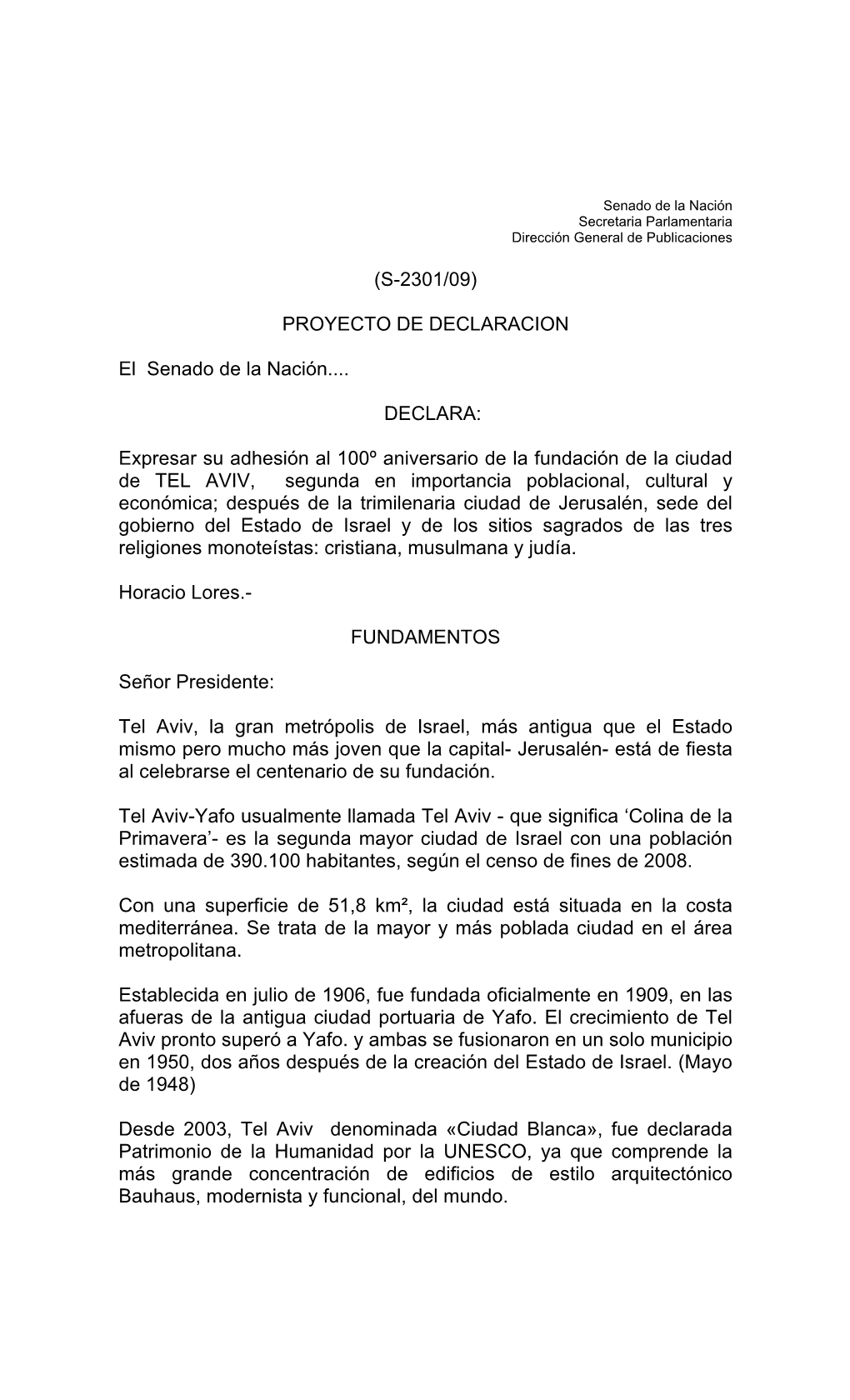 Proyecto De Declaracin