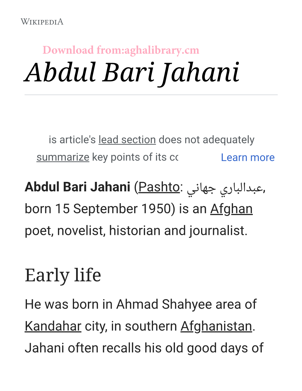 Abdul Bari Jahani