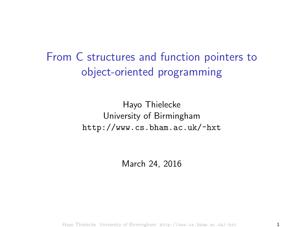 From C Structures and Function Pointers to Object-Oriented Programming