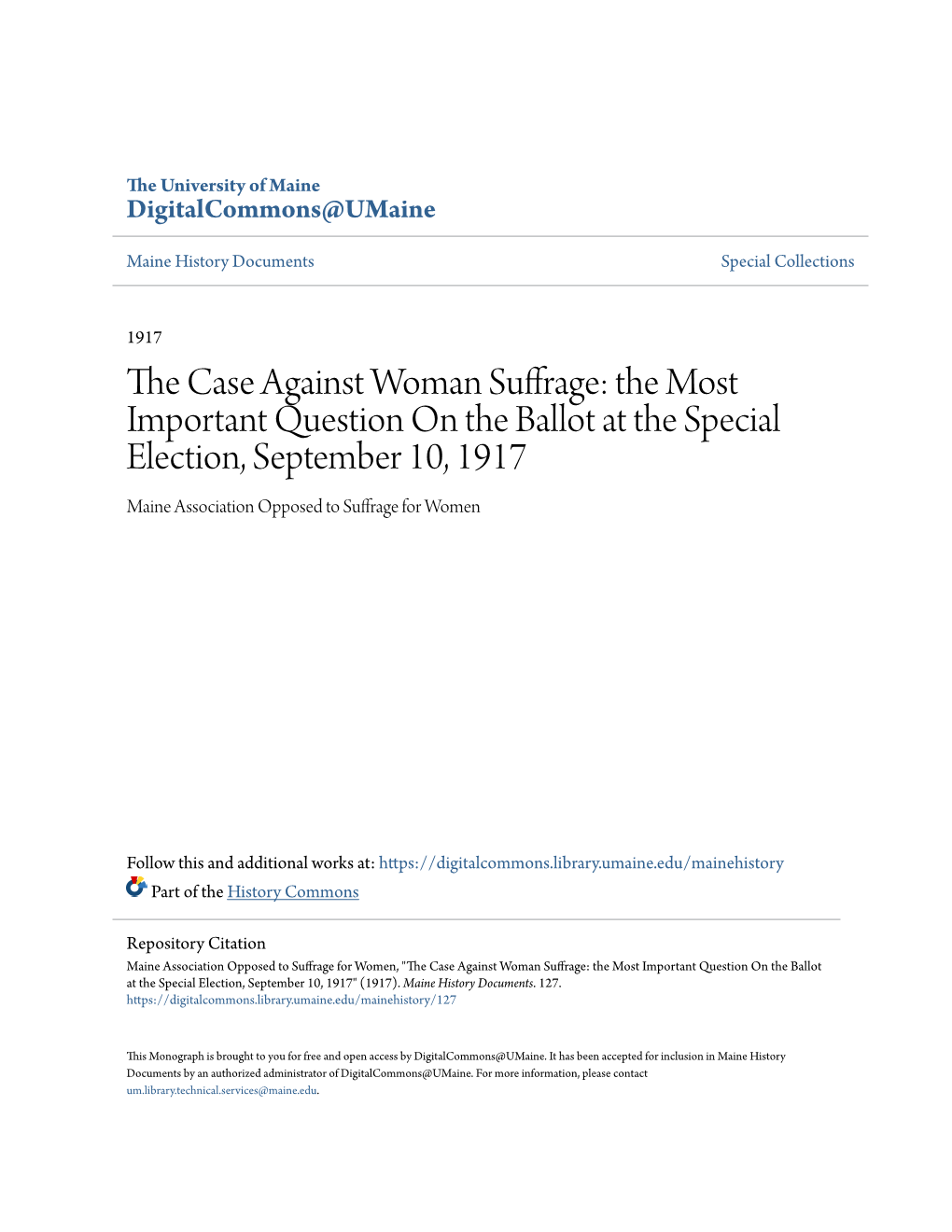 The Case Against Woman Suffrage